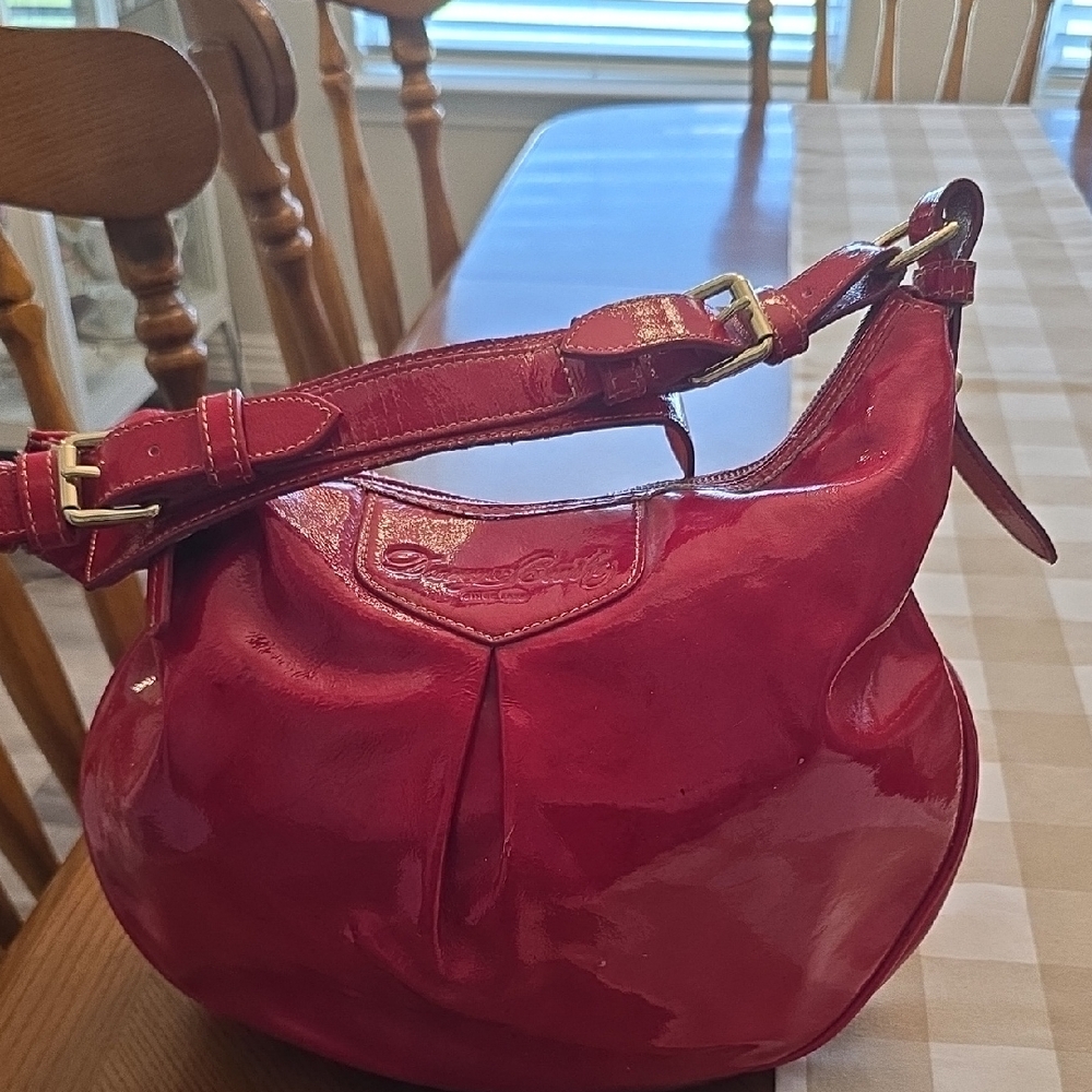 Vintage Dooney & Bourke Hot Pink Patent Leather Hobo Shoulder Bag